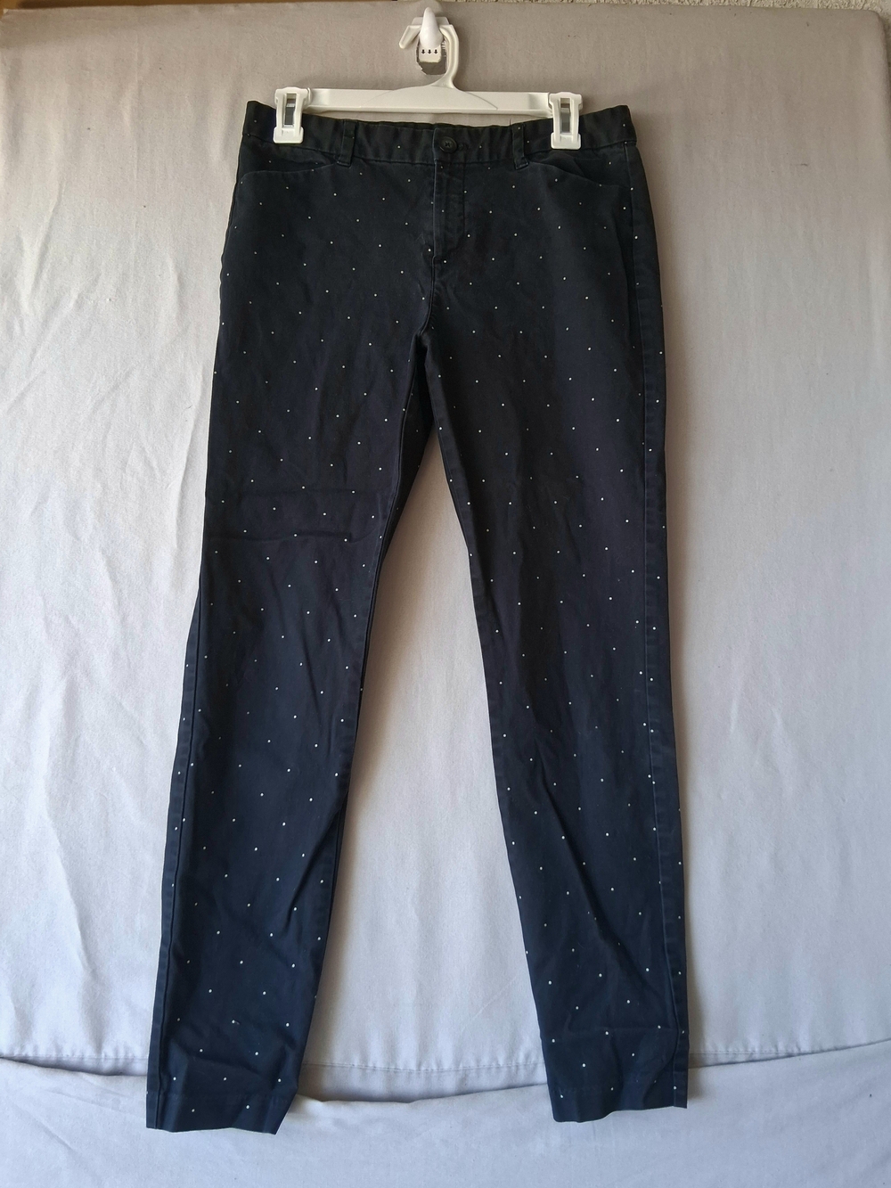 Ladies GAP "Slim City" Black Denim  Jeans w/white Polka Dots : Size 4 Regular
